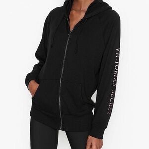 Victoria's Secret Black Zip-Up Hoodie XXL